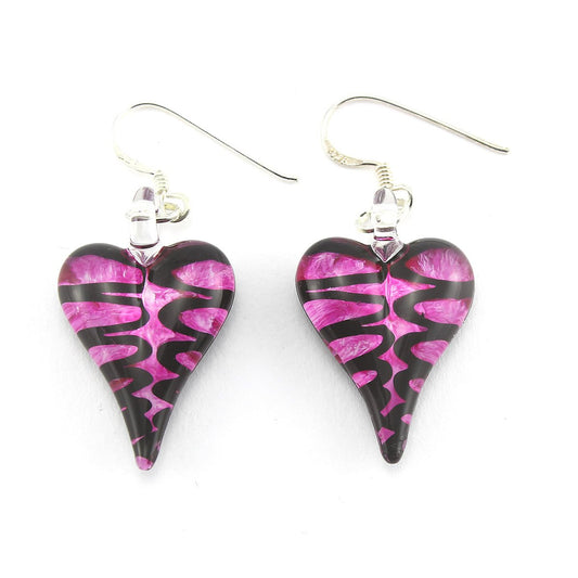 WSWE552 - Fuchsia Glass Heart Drop Earring