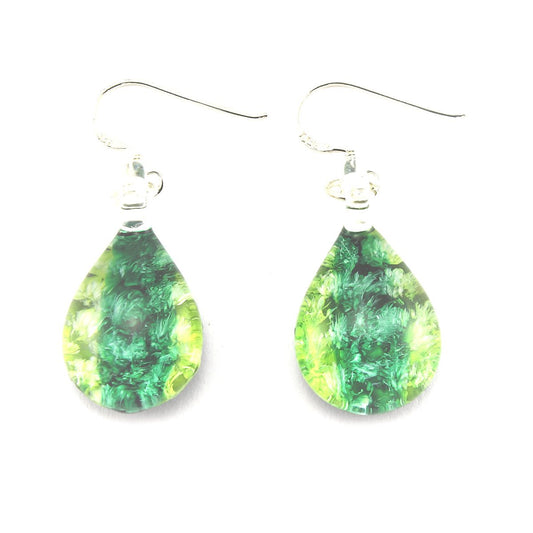 WSWE559 - Green Glass Teardrop Drop Earring