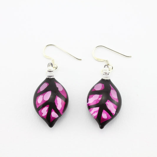 WSWE598 - Pink Leaf Glass Earrings