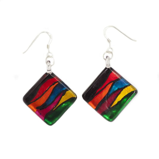 A beautiful hand-made lampwork glass earring individually painted. With sterling sliver hooks. 