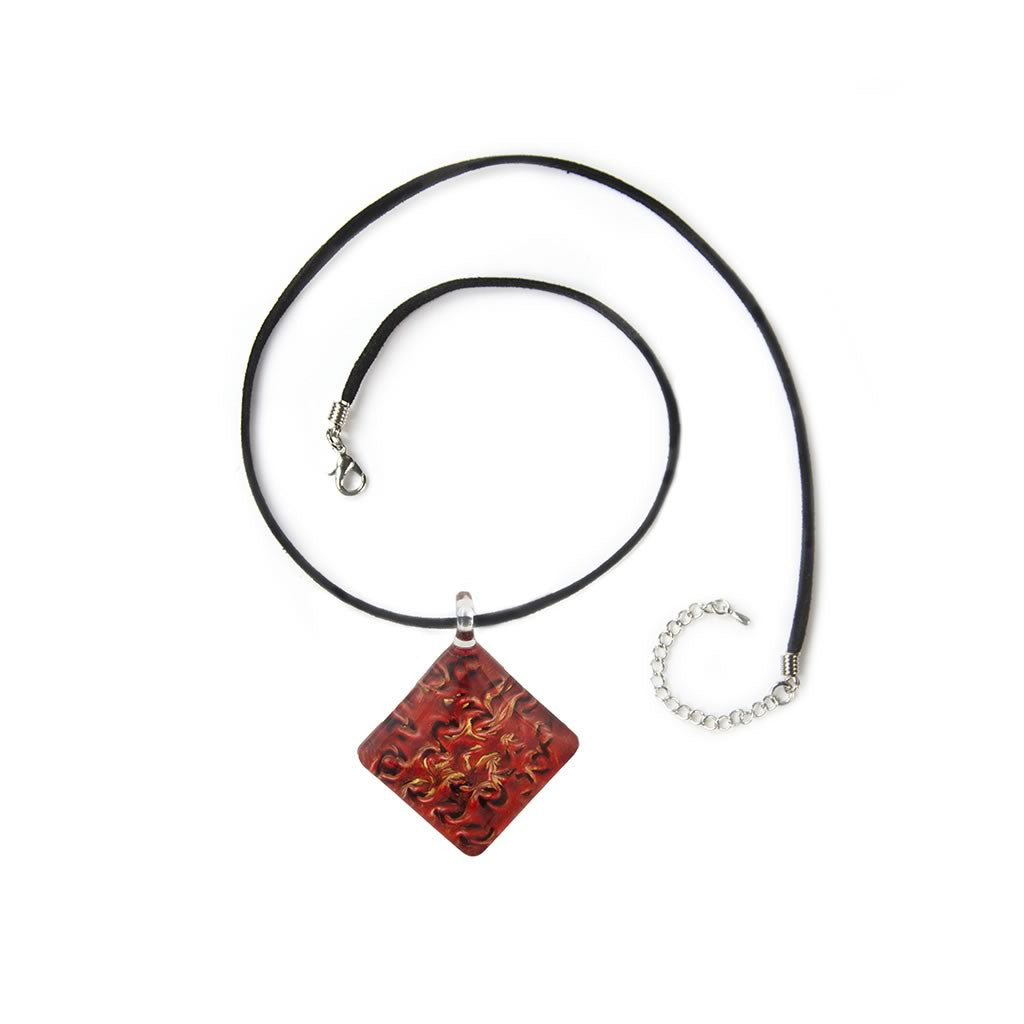 Red glass pendant on sale necklace