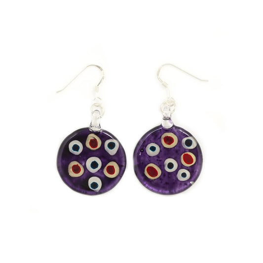 A beautiful hand-made lampwork glass earring individually painted. With sterling sliver hooks. 