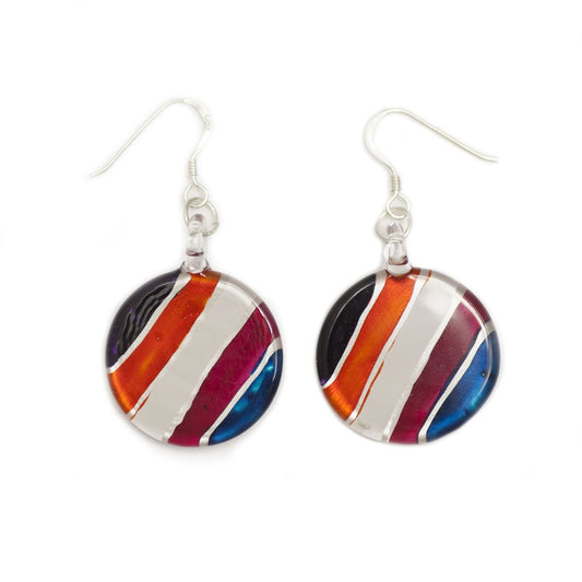 A beautiful hand-made lampwork glass earring individually painted. With sterling sliver hooks. 