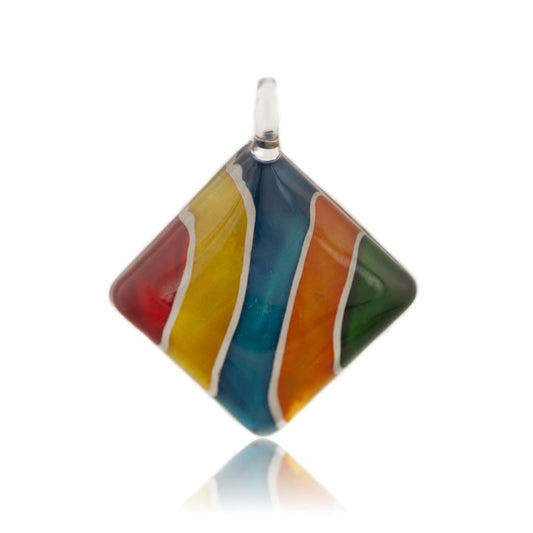 A beautiful hand-made lampwork glass pendant individually painted. Comes with a leather suede cord necklace. 