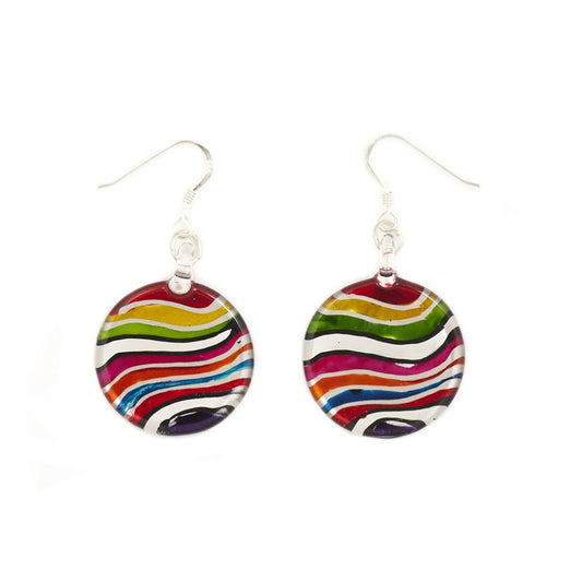 A beautiful hand-made lampwork glass earring individually painted. With sterling sliver hooks. 